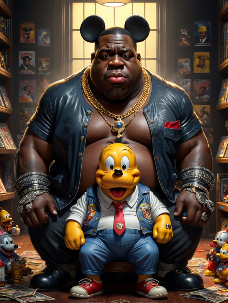 biggie smalls as A cartoon character, such as Mickey Mouse, Bugs Bunny, or Homer Simpson.