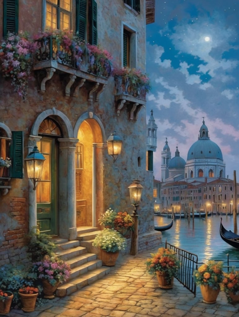 Venice folk art jigsaw Thomas kinkade style
