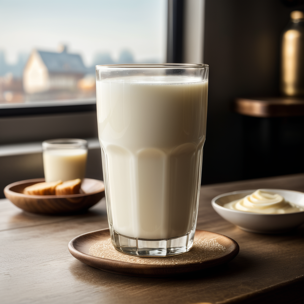 A mockup of a glass of milk.
