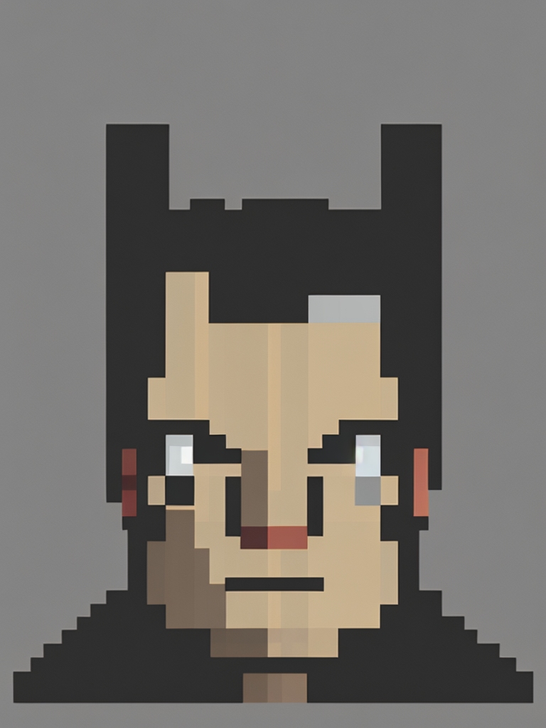 8-bit Pixel art, vector art, flat colours, square bog pixels, Elon Musk portrait, flat grey background.