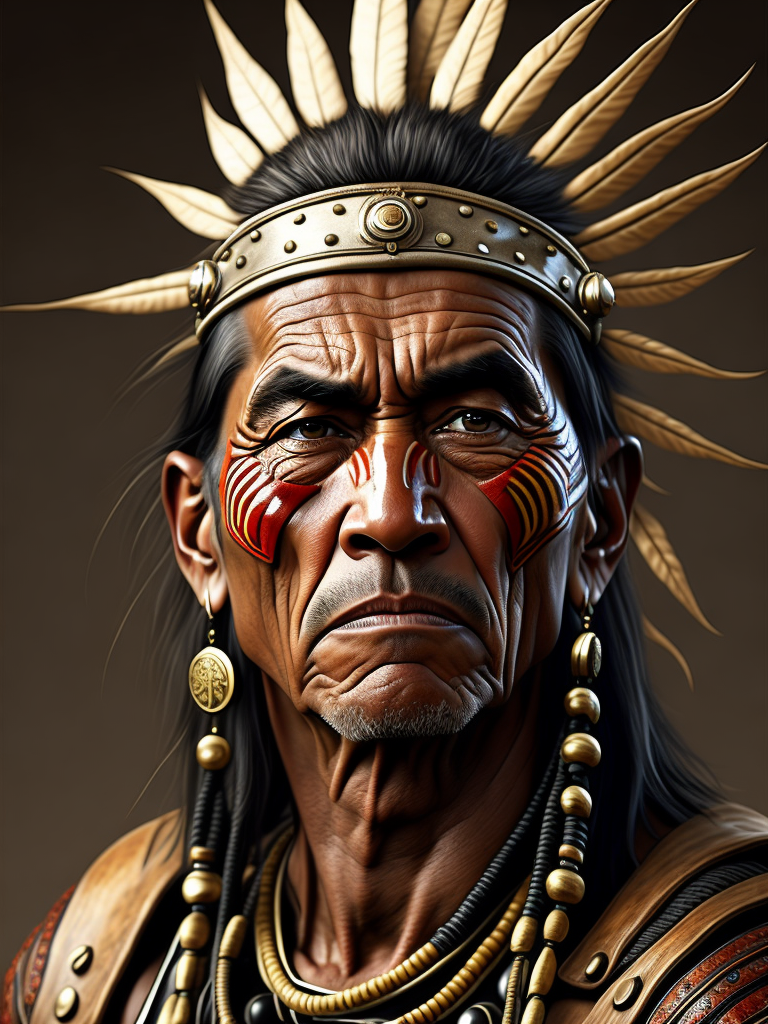 Poor native american warrior american 1890s, highly detailed, digital painting, splash art.