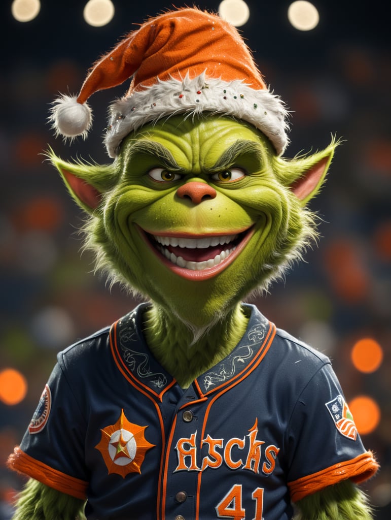 Happy grinch in Houston Astros Uniform Baseball