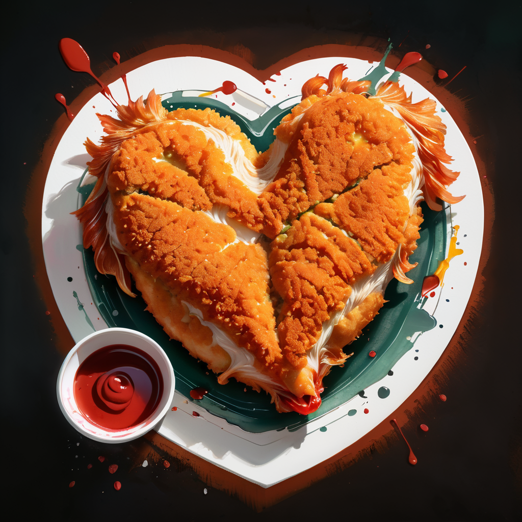 love-heart shaped chicken schnitzel