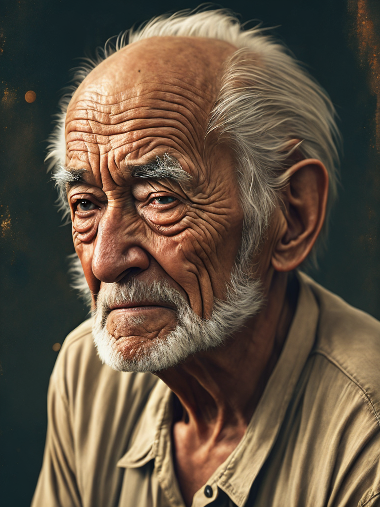 Portrait of an elderly crying man, high definition, photography, cinematic, detailed character portrait, detailed and intricate environment