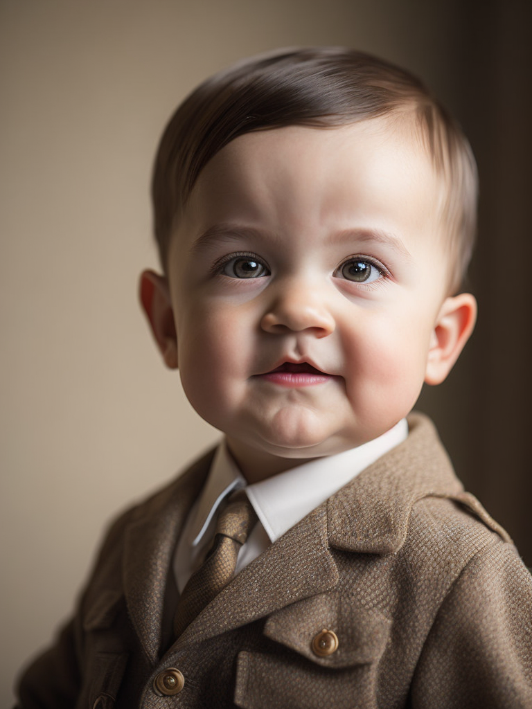 portrait of Adolf Hitler as a kid, 6 month old, happy emotions on his face