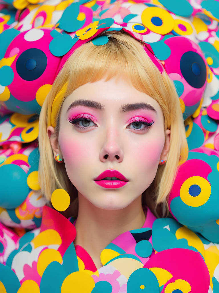 Animated Anime Character by Jimmy Marble and Takashi Murakami on pink background