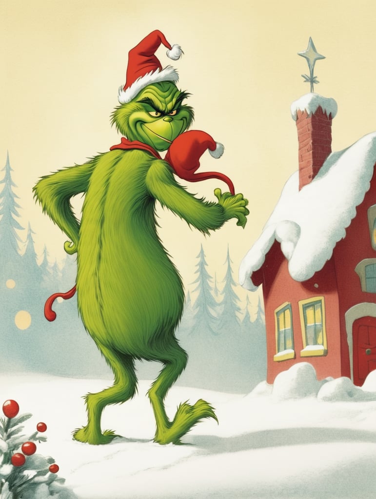 a children's book illustration of the Grinch by Dr. Seuss