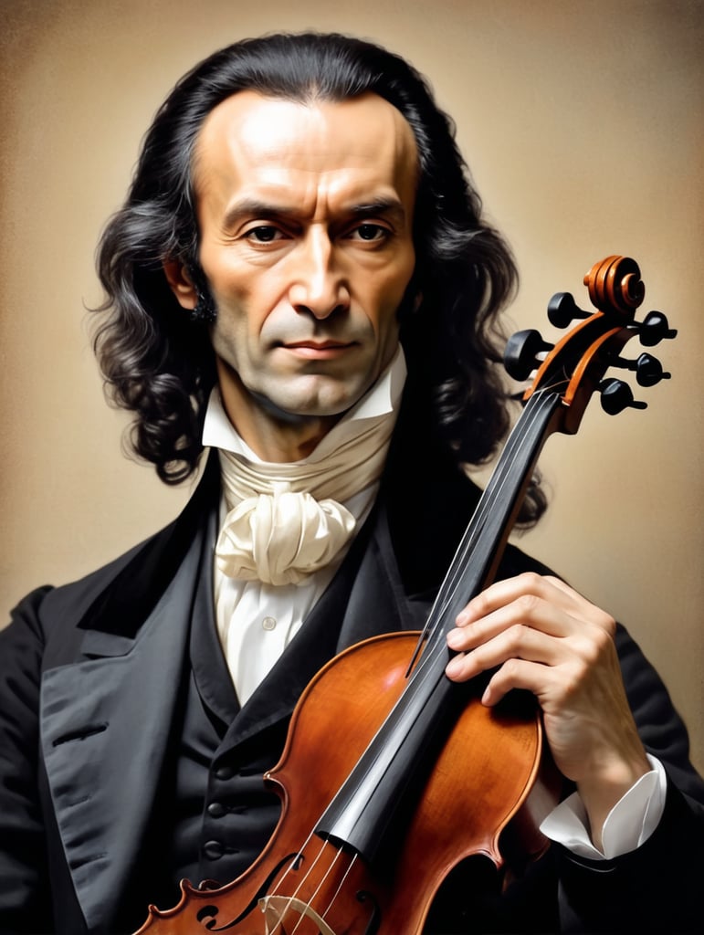 Portrait of Paganini - That is why Paganini is known as the devil's violinist.