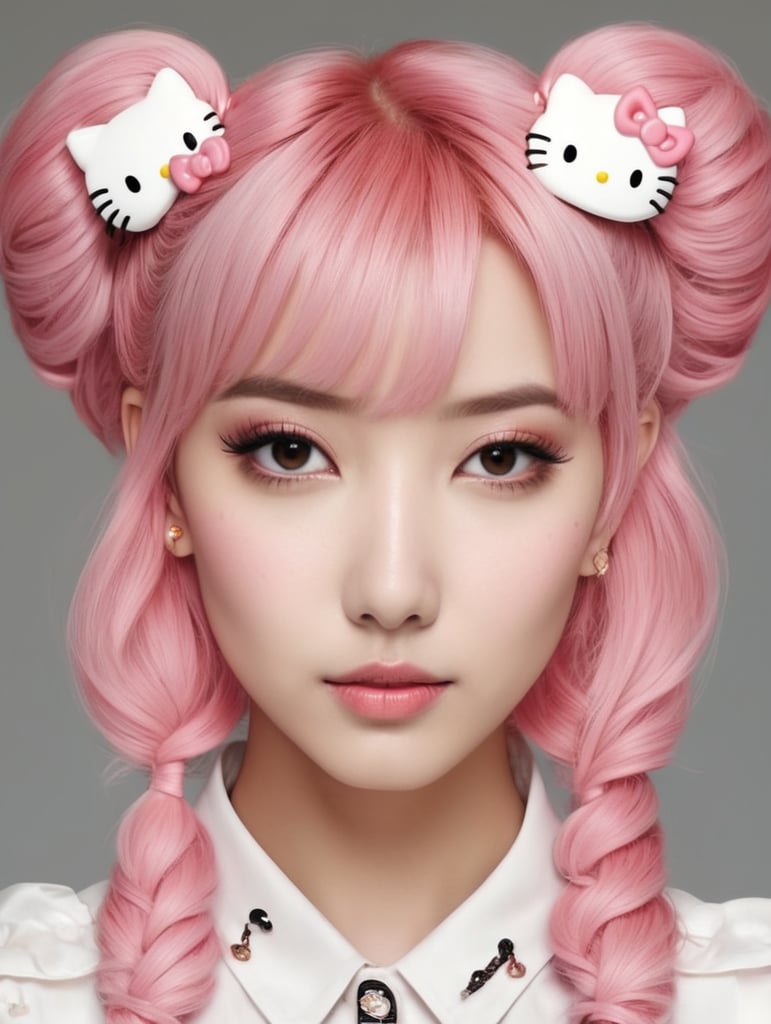 Hello kitty pink hair