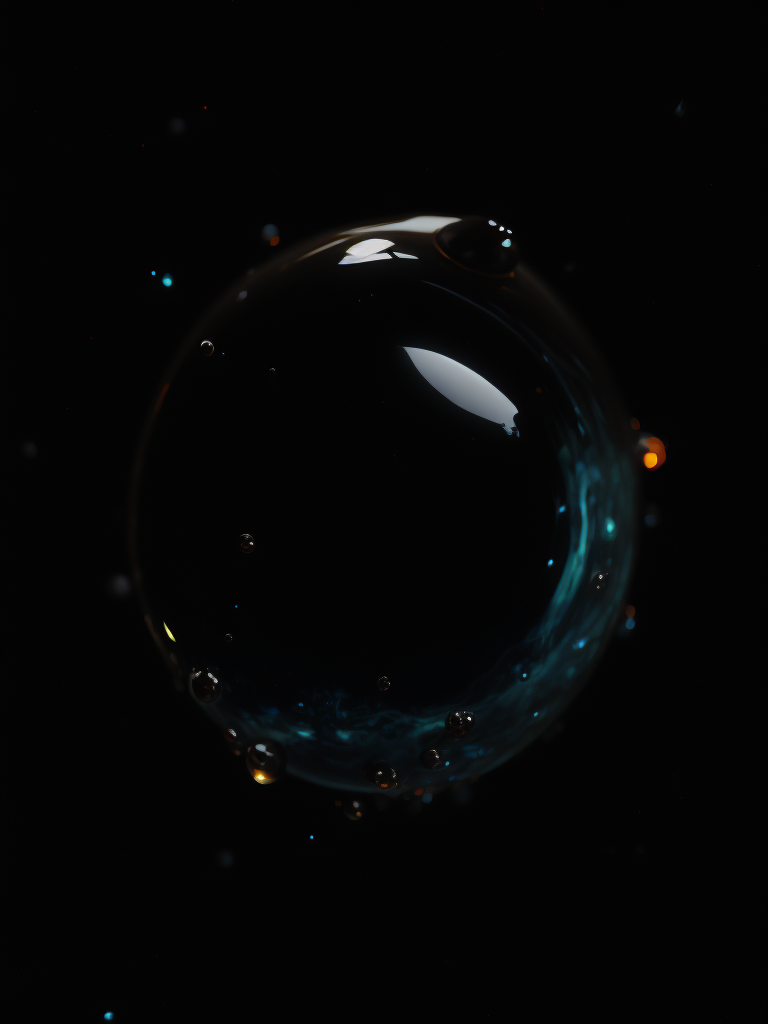 dark alien matter, black matter, organic drop, mystery, deep atmosphere, close focus on the drop, macro photography