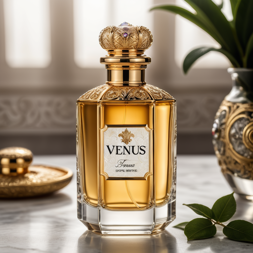 Perfume bottle with the name on the label saying Venus by Vasavi Vastu Vigyaan