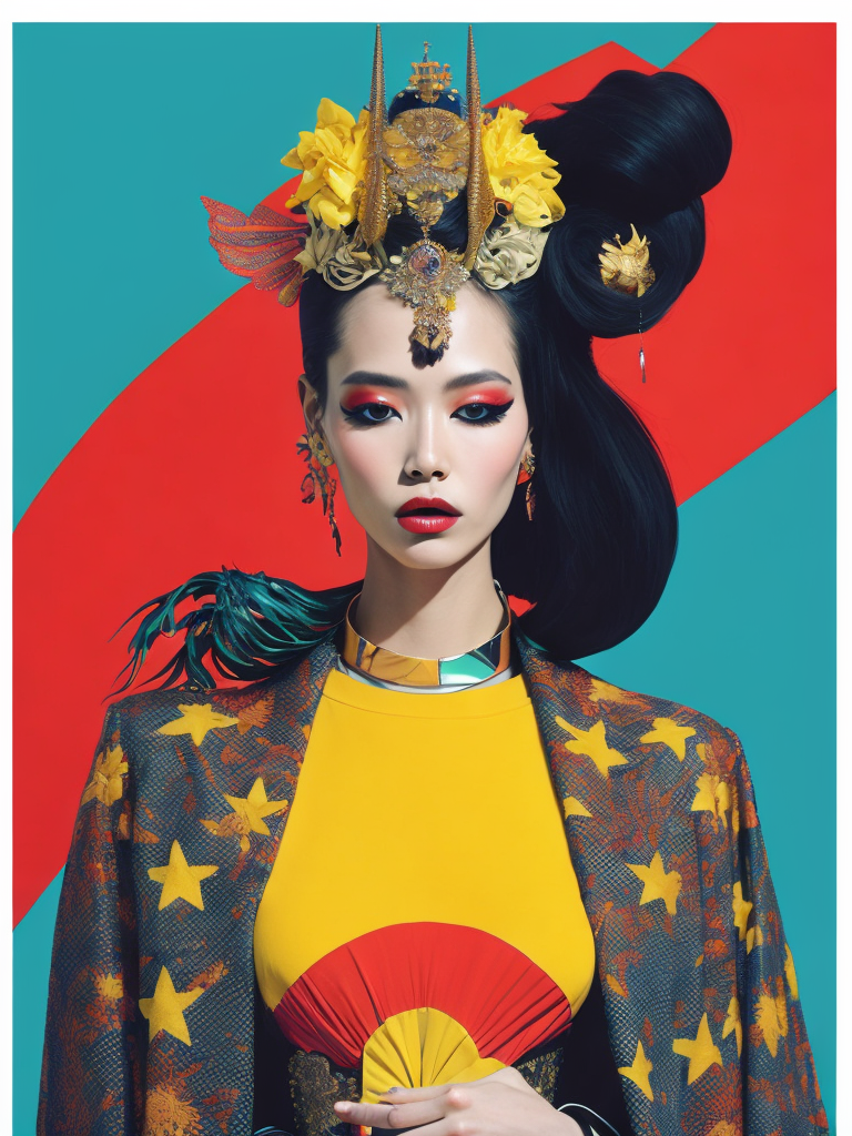 goddess of avarice, gorgeous stunning pop-art collage by Yoh Nagao and Ken Price and Erik Madigan Heck