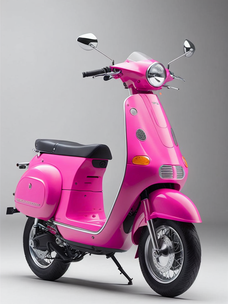 A bright pink electric moped designed by dieter rams, modern, sleek design