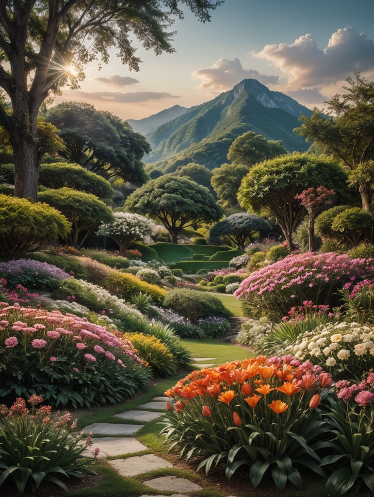 landscape with flowers, , surreal collage, collage artwork, collage art, art deco nature, official artwork, a contemporary artistic collage