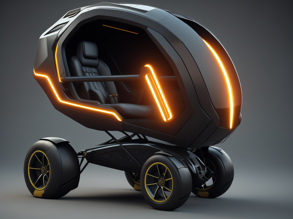 futuristic Stroller, cyberpunk, concept, ultra realistic 3D render, octane