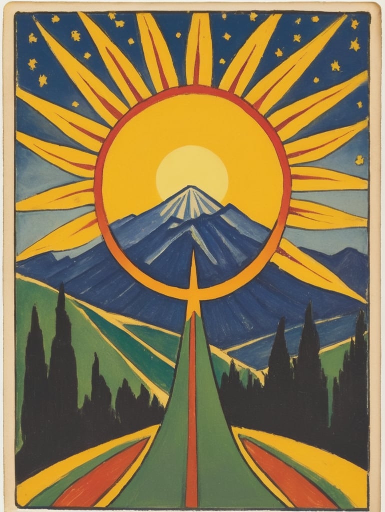 Ernst Ludwig Kirchner, painting, representation of the Sun, tarot card, Israel