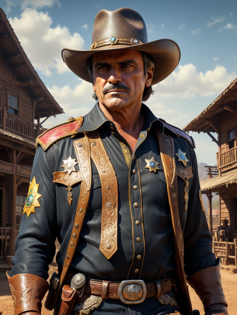 Bolsonaro in old west cowboy sheriff outfit and hat