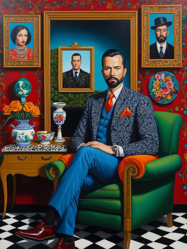 The man who took a debt for a house to death, mortgage, style of Catherine Nolin, Painting, Acrylic, Oil, Portrait, Interior, USA