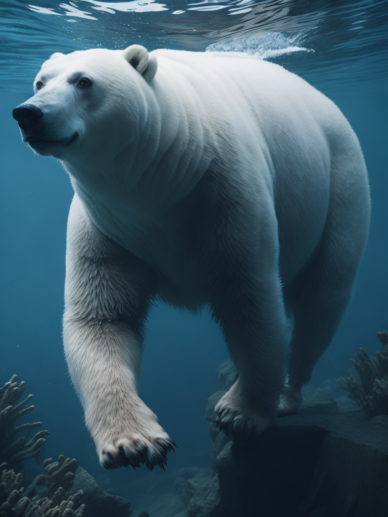 polarbear underwater, drift ice