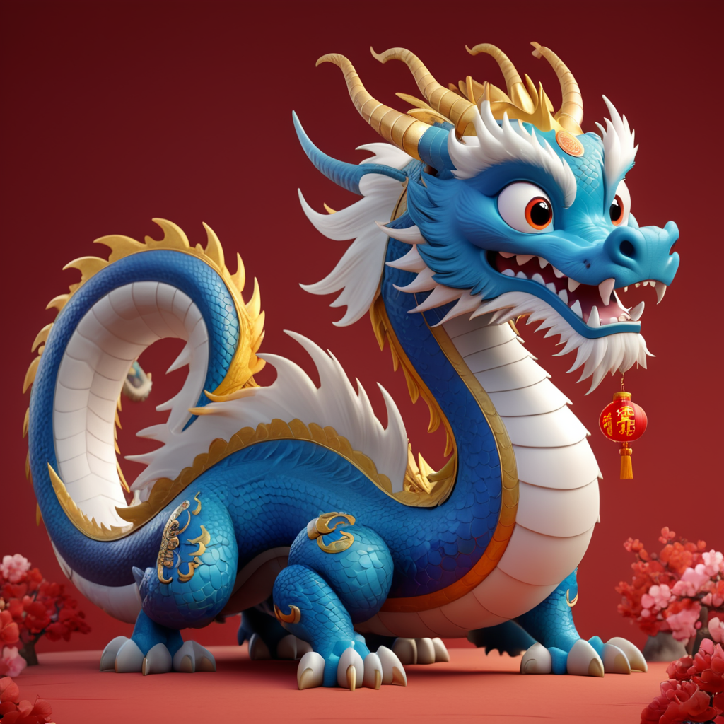 3d render of lunar Dragon, chinese, lunar year