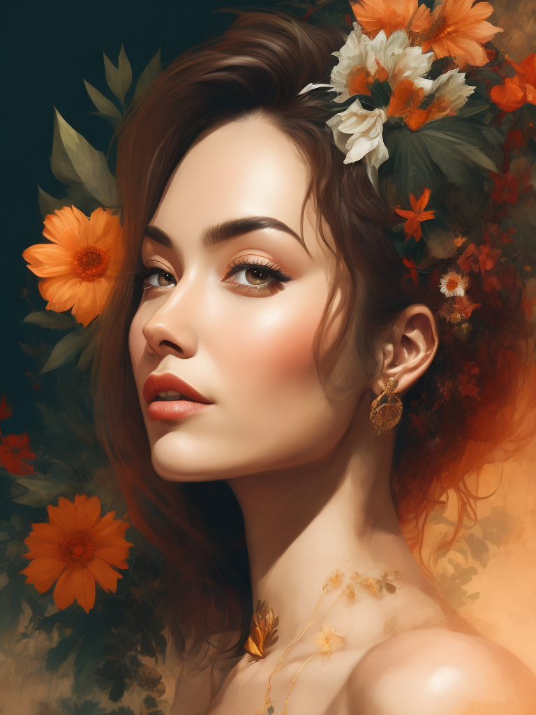 An illustration collage of a woman with a head of vibrant, blooming flowers, her face turned to the side, with a mix of vintage botanical illustrations and modern geometric vector shapes in the background.