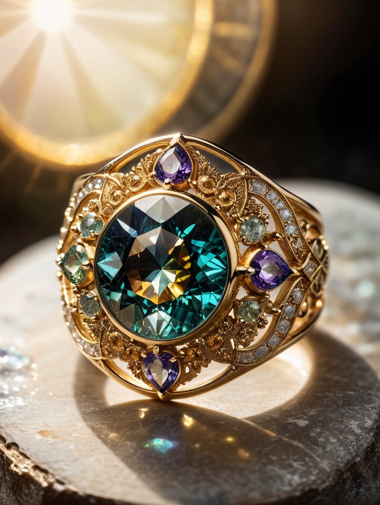 gold ring decorated with fractal gems