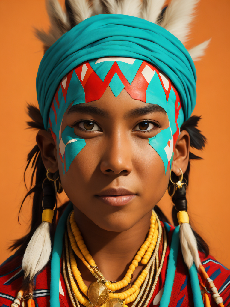 native american woman 10 years old in national dress