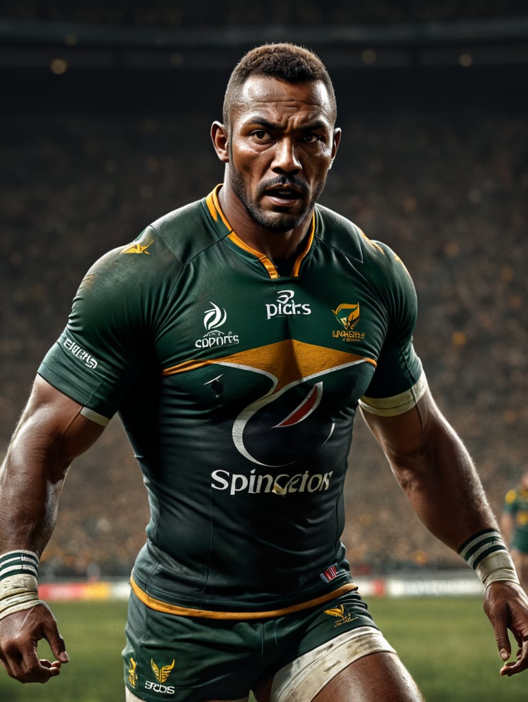 Generate an image of a South African Springbok Rugby player