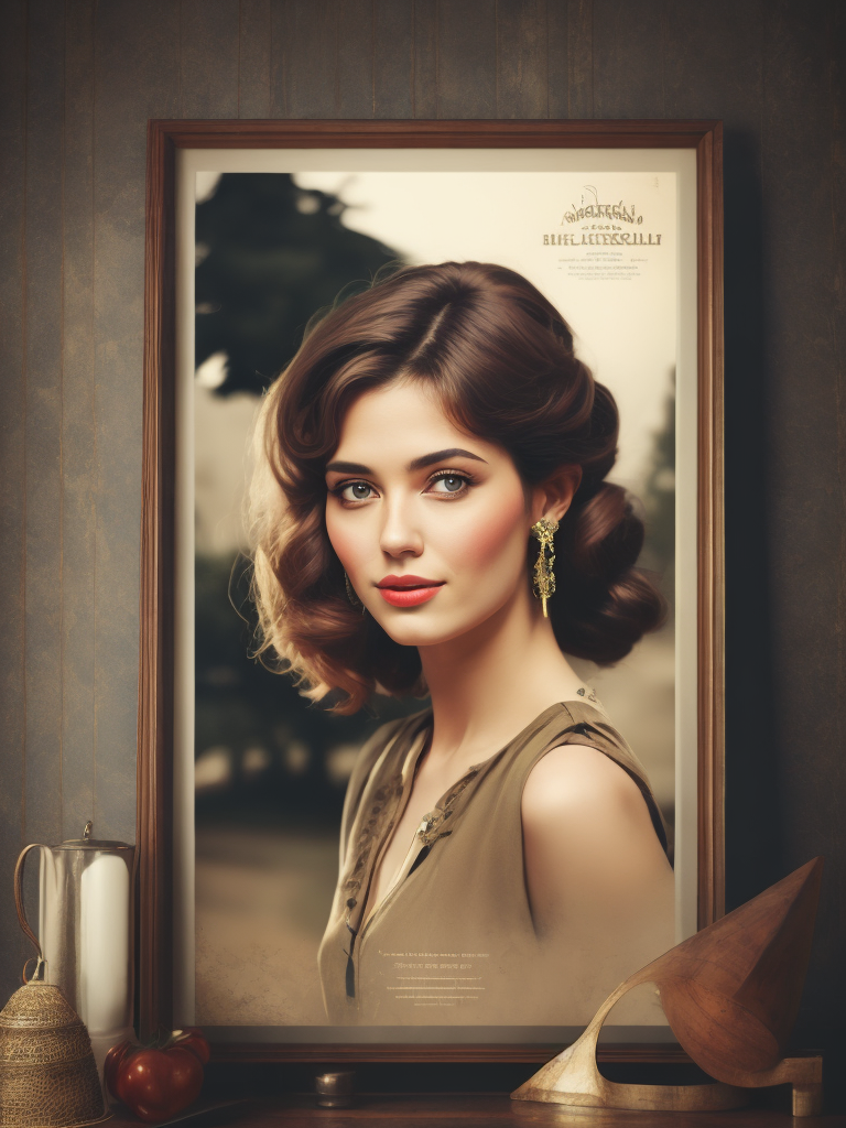 portrait of beautiful girl vintage poster style