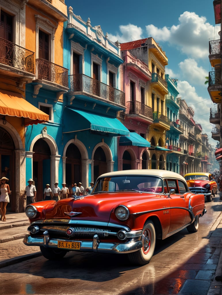 Retro Cuban street scene