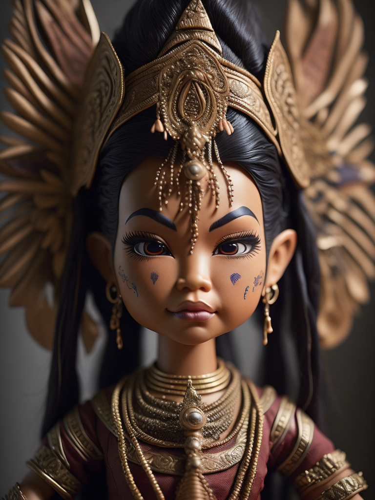 Cambodian Apsara style Bratz Doll wearing traditional clothing, with Bhuddist praying hands