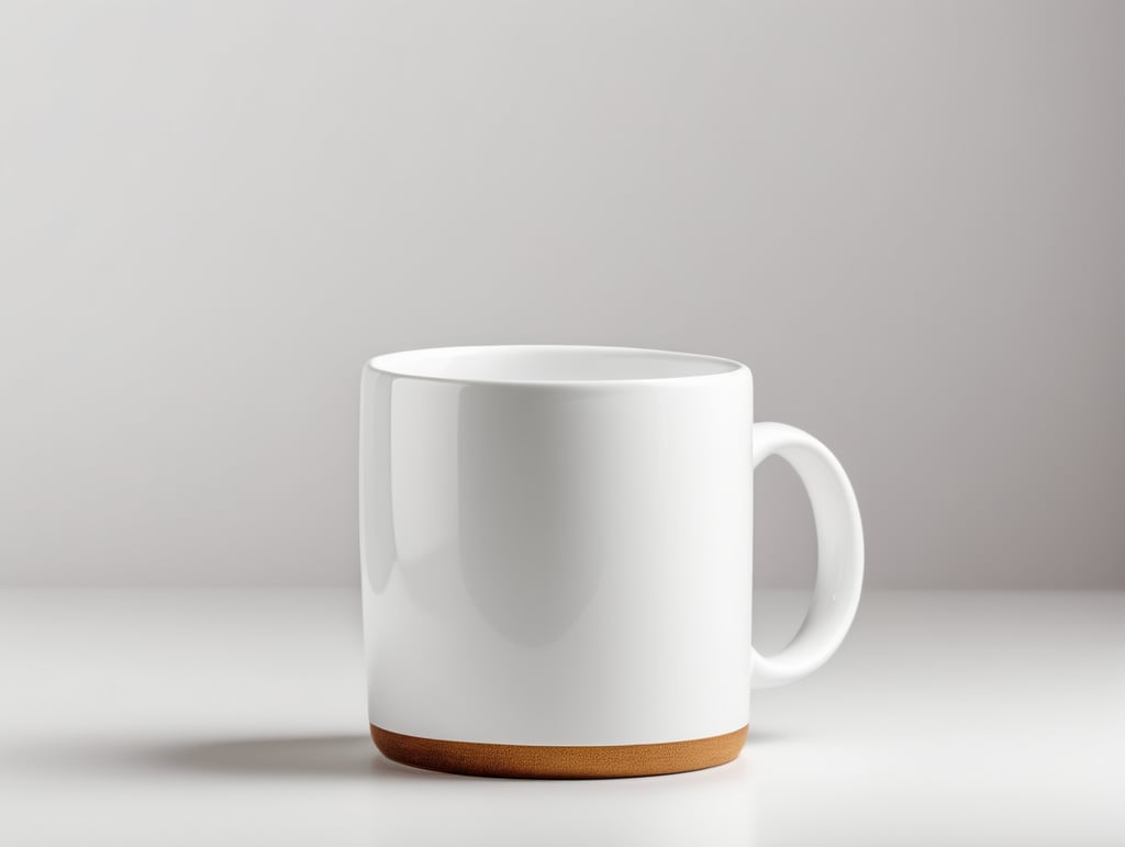 White strait ceramic mug, white background, isolated, mock up, mockup