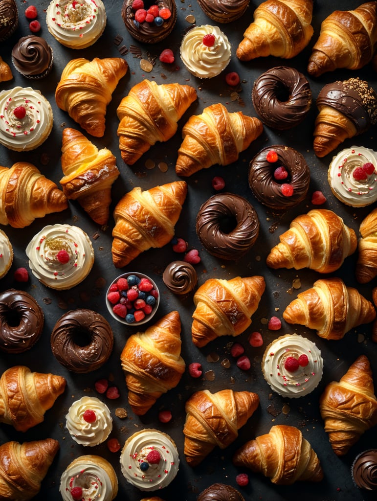 texture made of croissants, sweets, parties, cakes, italian style