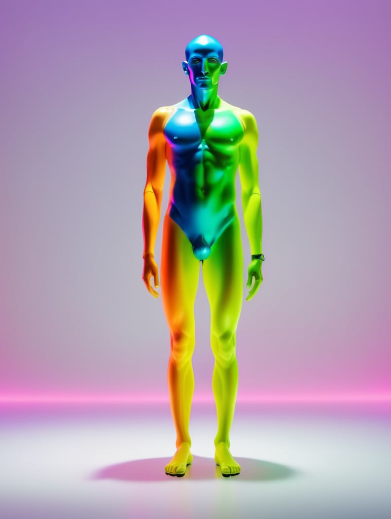 Scarabaeus sacer style in neon colors, by laurie simmons, minimal figures