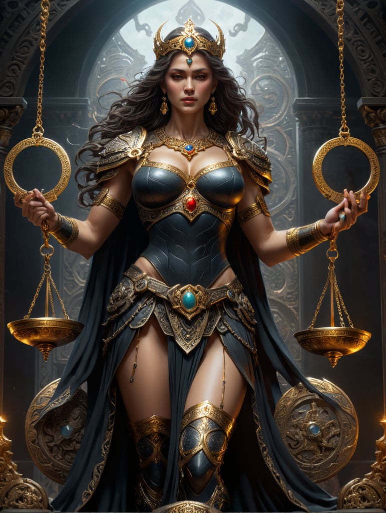 Justice goddess holding balance scales