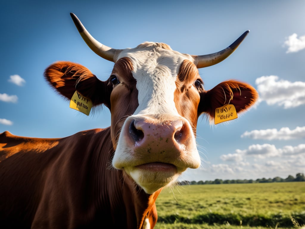 cow, happy, fly, blue sky, real