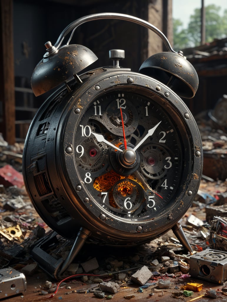 Alarm clock smashed to smithereens in the palm of one hand