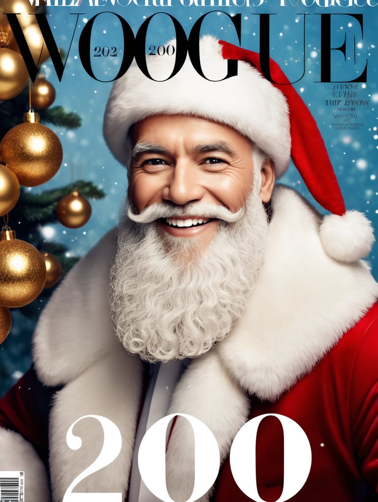 Happy New Year 2024, Holiday mood, Santa on the cover of Vogue