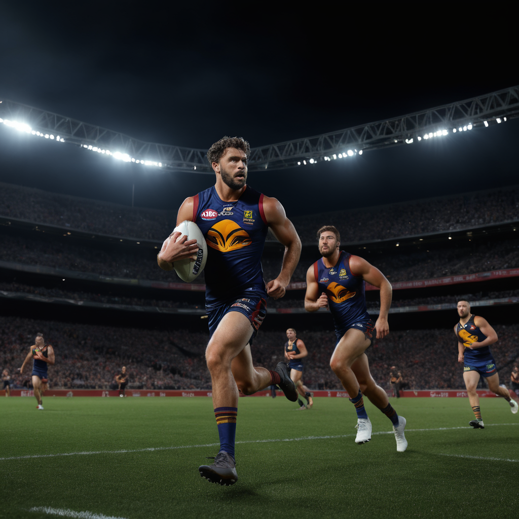 cam rayner brisbane lions action shot taking mark depth of field AFL Aussie Rules Football