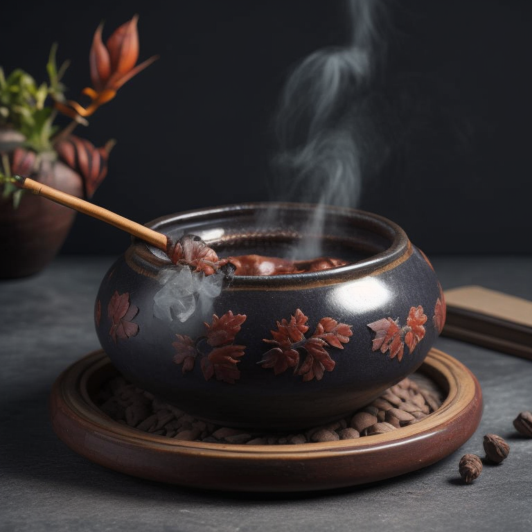 ancient small clay and glazed Chinese pot, deep atmosphere, realistic photo