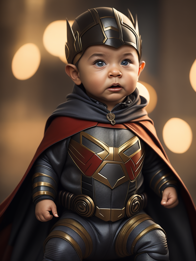 baby dressed up as a superhero