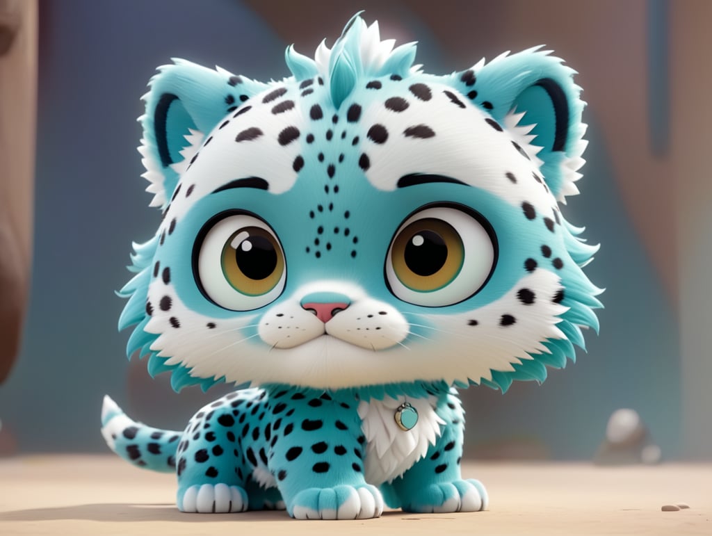 cute, fluffy, jaguar, full view, chibi style, disney style, cartoon style, pixar style, , facing to the left make it look futuristic