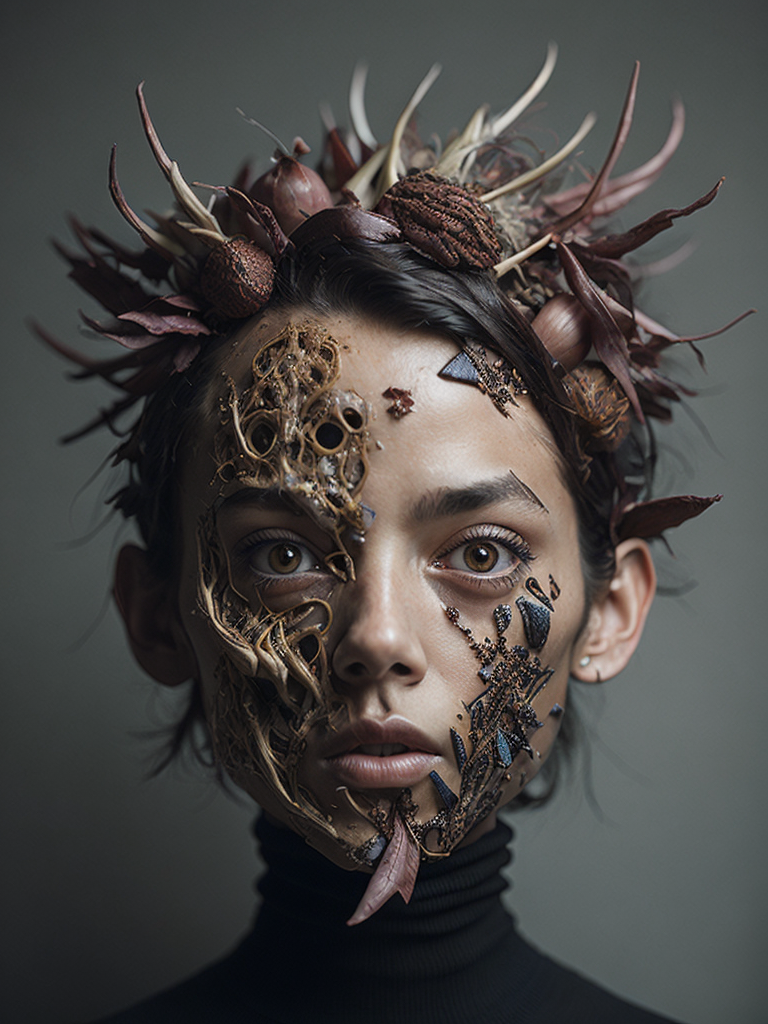 The anatomy of a zoombie head made of junk food, an ultrafine detailed painting by james jean, octopath traveler, behance contest winner, vanitas, angular, altermodern, surreal