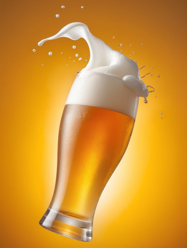 professional photo of a beer glass, Beer foam coming out of a glass