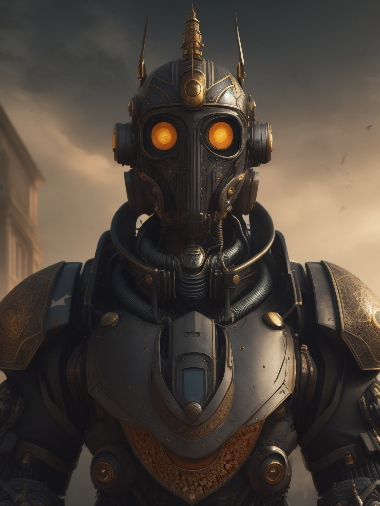 a futuristic robot with a futuristic design, in the style of victorian genre paintings, realistic hyper-detailed portraits, dark, muted colors, duckcore, bibliopunk, shot on 70mm, clockpunk