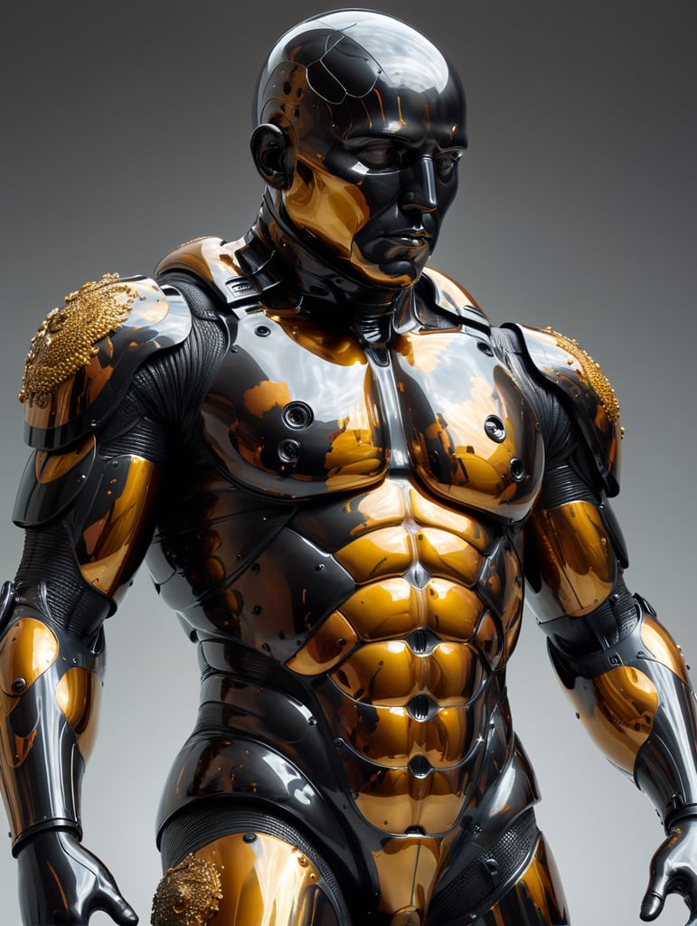 damien hirst x antony gormley x jeff koons inflated distorted meshed liquid futuristic soldier