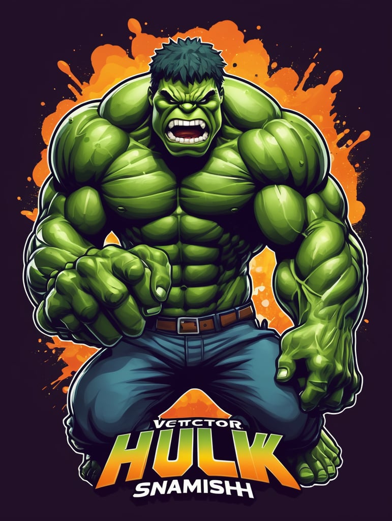 Vector Hulk smash mascot logo, e-gaming, bright colors, Gaming Logo, vector image