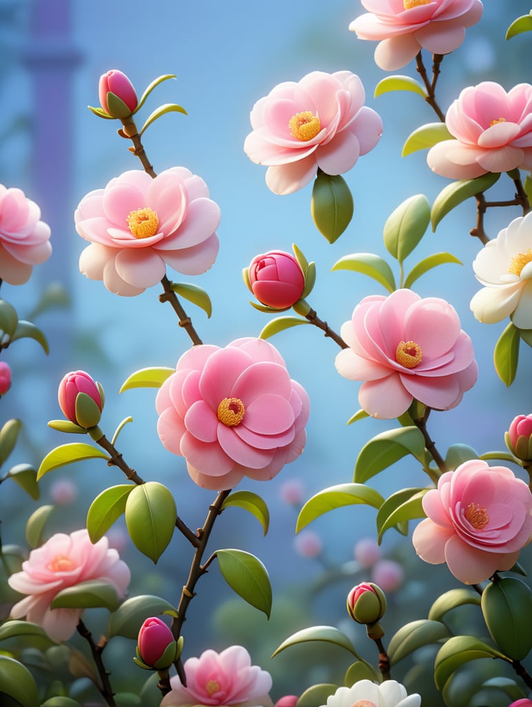 Camilla buds, Camilia flowers, gentle flower bunch