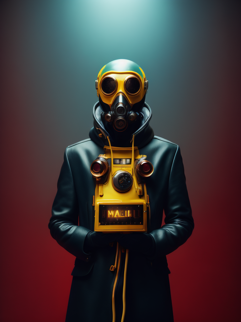 fashionable portrait of space ship alien monster, melted wax candle gas mask, vantablack, neon light, minimalistic design, futuristic, smooth forms, minimal details, givenchy, photographed by Romina Ressia, film still from Wes Anderson, award winning photography, arty pose, fashion, 200mm, HD, f 2.0, highly detailed, accurate