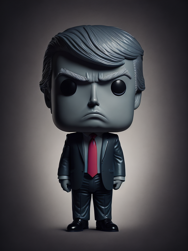 Intricate portrait of 3d render of funko pop of Donald Trump, whole wide shot
